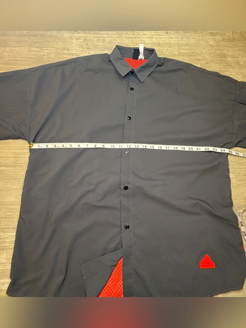 Adidas City Escape Premium  gray Button down Shirt with orange mesh mens small